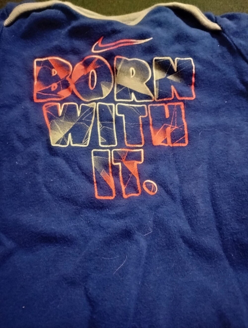 Nike Blue 'Born With It' Short Sleeve Baby Bodysuit - Picture 2 of 4